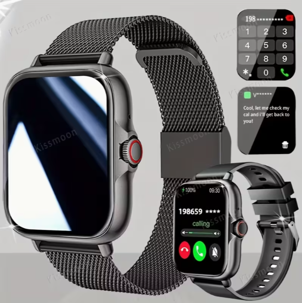 Montre Connectée Tactile à Grand Écran - Rechargeable par USB, Appels/Messages Sans Fil, Modes Sport Multiples, Télécommande et Musique, Bracelet en Acier Inoxydable, Cadeau Idéal pour Famille et Amis, Compatible iPhone et Android