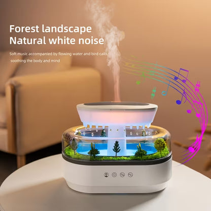 Relaxant Micro Paysage Parfumé avec Huiles Essentielles | Éclairage Dégradé 7 Couleurs, Technologie d'Ondes Sonores, Musique Goutte de Pluie, Décoration d'Intérieur, Machine d'Aromathérapie, Humidificateur - BABIQT