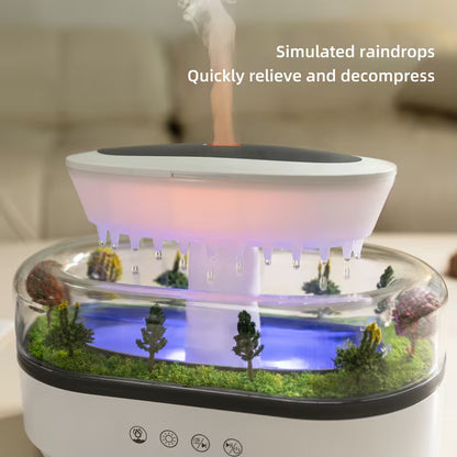 Relaxant Micro Paysage Parfumé avec Huiles Essentielles | Éclairage Dégradé 7 Couleurs, Technologie d'Ondes Sonores, Musique Goutte de Pluie, Décoration d'Intérieur, Machine d'Aromathérapie, Humidificateur - BABIQT