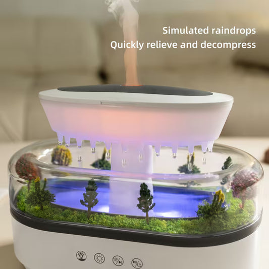 Relaxant Micro Paysage Parfumé avec Huiles Essentielles | Éclairage Dégradé 7 Couleurs, Technologie d'Ondes Sonores, Musique Goutte de Pluie, Décoration d'Intérieur, Machine d'Aromathérapie, Humidificateur - BABIQT